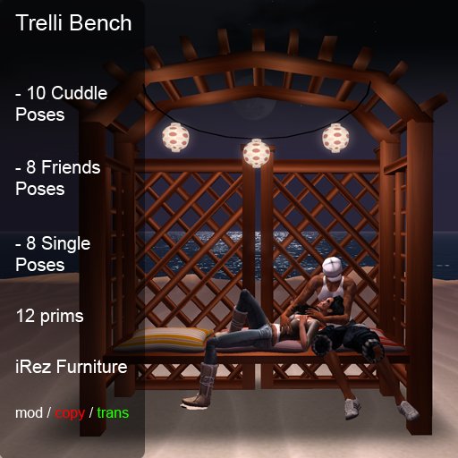 iRez - Trelli Bench with Anims PROMO Sale