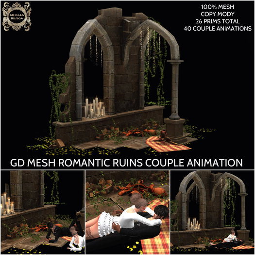 GD MESH ROMANTIC RUINS ARCH COUPLE ANIMATION