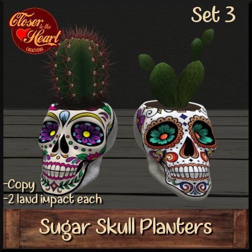 Sugar Skull Planters Set 3**