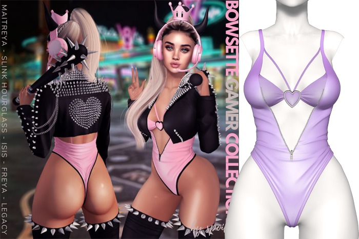 Spoiled - Bowsette Gamer Bodysuit Light Purple *Updated* for LaraX,Reborn,Waifus,Phatpussy,Legacy,Mounds,Kupra & More