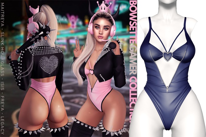Spoiled - Bowsette Gamer Bodysuit Navy *Updated* for LaraX,Reborn,Waifus,Phatpussy,Legacy,Mounds,Kupra & More