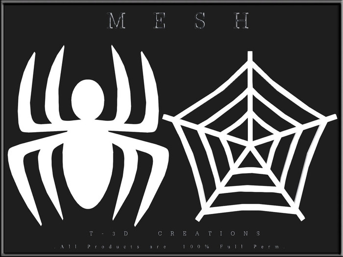 T-3D Creations [ SPIDER and Spiderweb] MESH - Full Perm