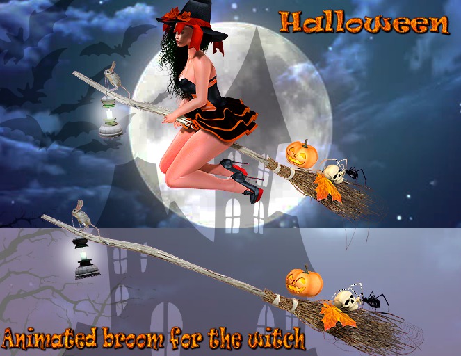 InStyle - Animated Broom for the witch v4 (Mesh). Halloween