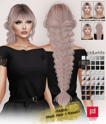 -FABIA- Mesh Hair   < Rozali> Black&White