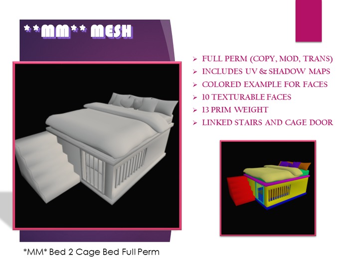 *MM* Bed 2 Cage Bed Full Perm - Boxed