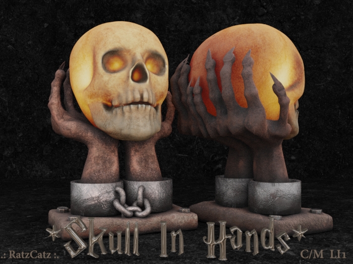 .: RatzCatz :. Skull in Hands Statue