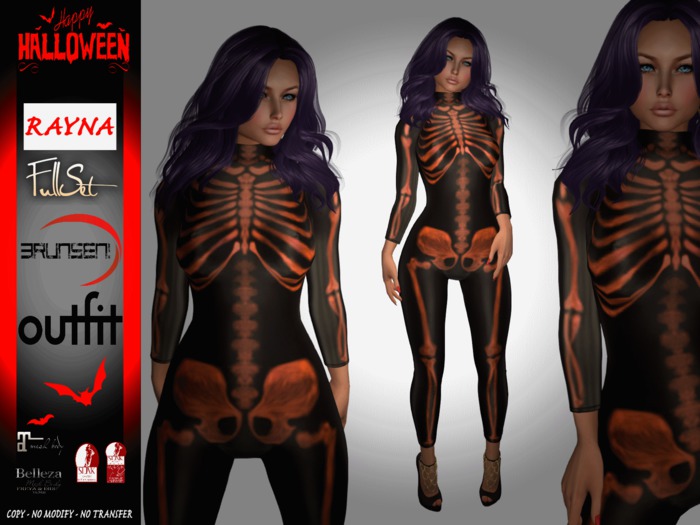 Brunsen! Rayna Full Set Outfit Skeleton Orange