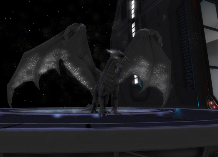 European dragon circuit wings tattoo