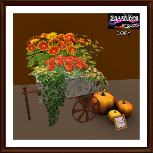 Autumn- Flowers Cart and Pumpkins Group