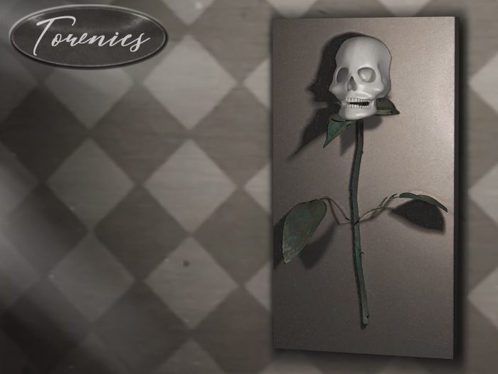 [Townies] Skull Rose Wall Art - Sepia
