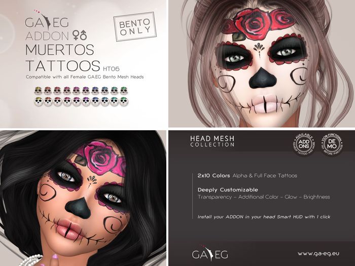[GA.EG] Mesh Heads Addon - HT06 Muertos Tattoos
