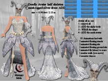 Deadly Avatar half skeleton mesh rigged silver dress ADD
