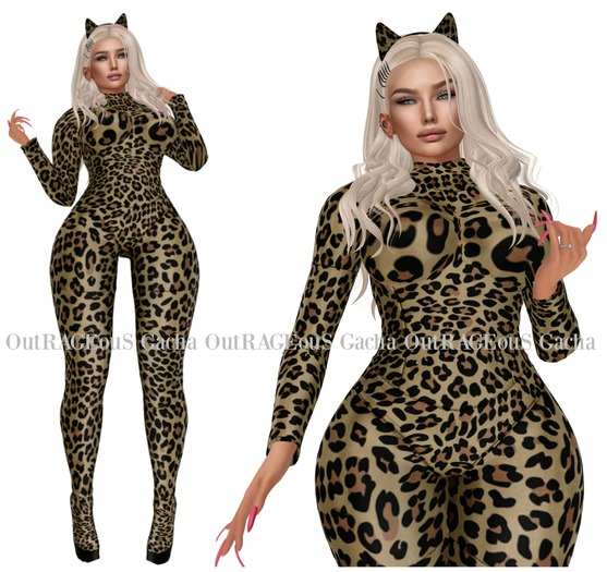 REIGN.- CAT SUIT & Ears Set - Cheetah (MAITREYA) RARE