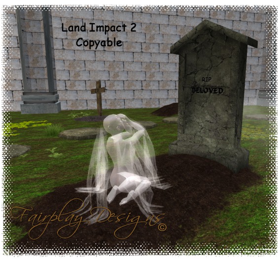 ~Beloved Headstone with Weeping Ghost ~ Copy Only