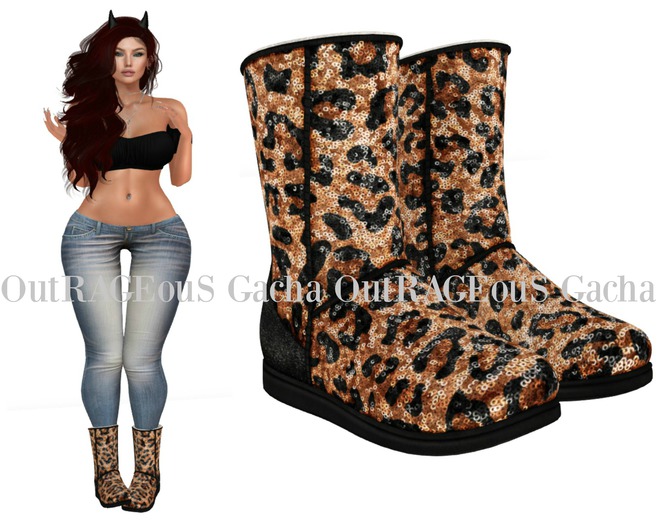 REIGN.- MOON BOOTS- Cheetah Sequins (#15 )