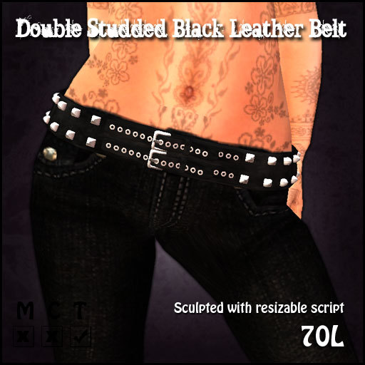 [Sassy KItty Designs] Double Studded Black Leather Belt