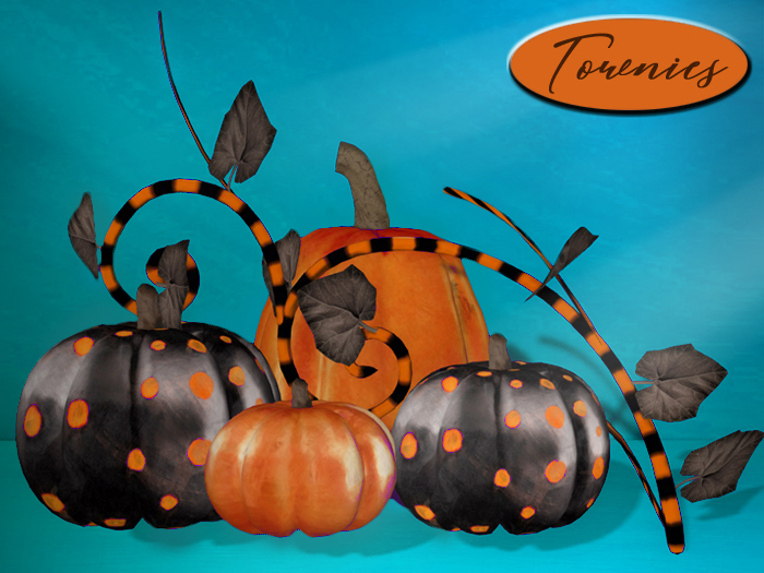 Townies Mesh Halloween Orange Black Pumpkin Set
