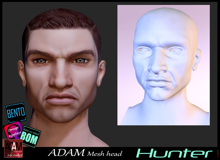*!*Adam Mesh Head2 Hunter -BOM Bento- 50% off 24H