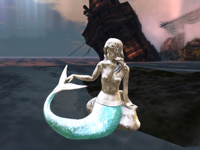 (luc) Merfolk Siren Sculpture, Gold (touch texture) RARE