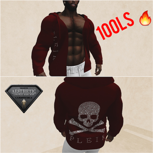 Aesthetic skull  red Long Sleeve Hoodie