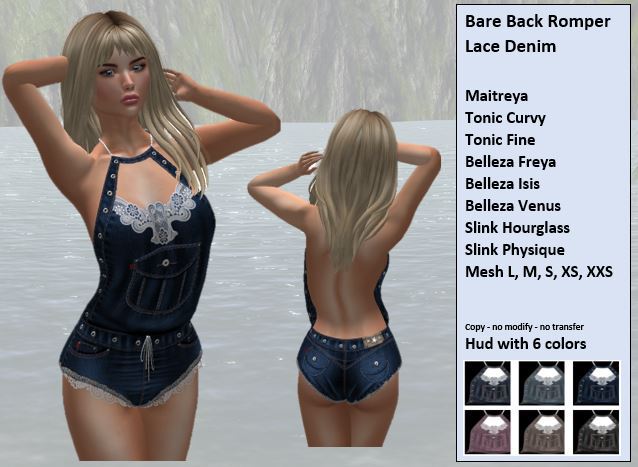 DW - Bare Back Romper Lace Denim