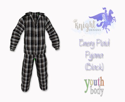 Second Life Marketplace - [KNIGHT DESIGNS] EMERY PYJAMA (BLACK) - YOUTH
