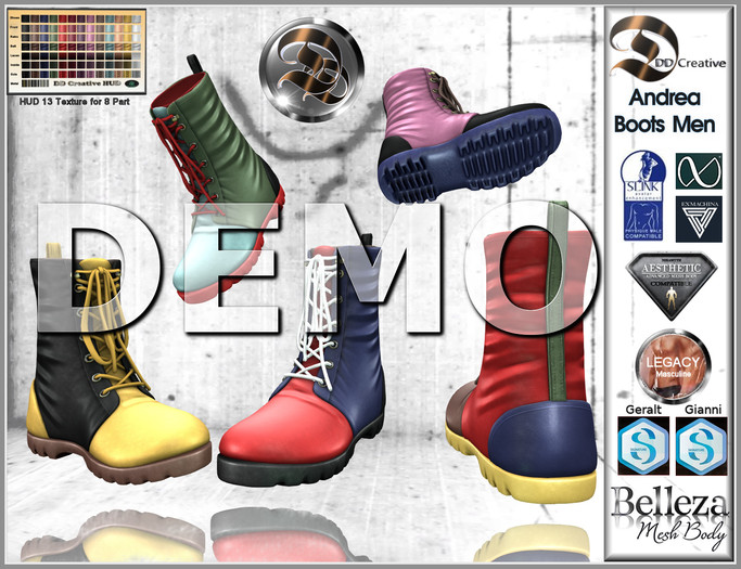 ☾ⅅⅅ☽ ☣ ANDREA SHORT LEATHER BOOTS MALE ☣   [DEMO]