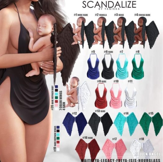 Scandalize.FALLEN ANGEL. WINGS BLACK #13 RARE