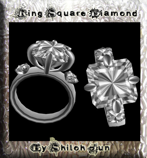 ===RING DIAMOND SQUARE SILVER