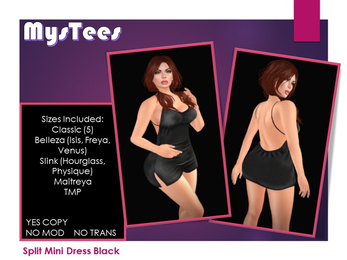 Split Mini Dress Black-Boxed