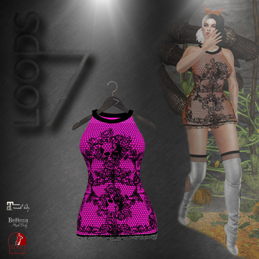 LOODS7 jack-o'-lantern skull dress pink (add)