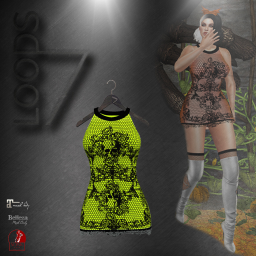 LOODS7 jack-o'-lantern skull dress green (add)