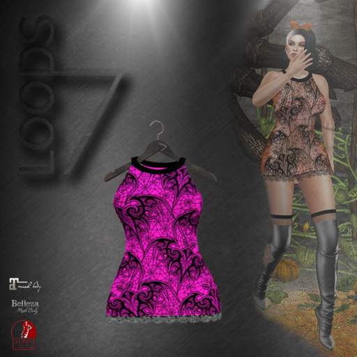 LOODS7 jack-o'-lantern bat dress pink (add)