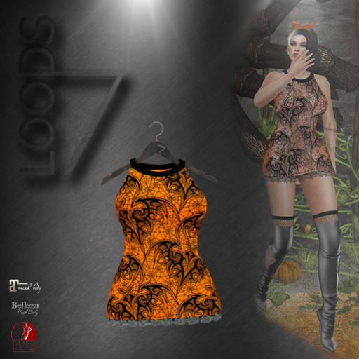 LOODS7 jack-o'-lantern bat dress orange (add)