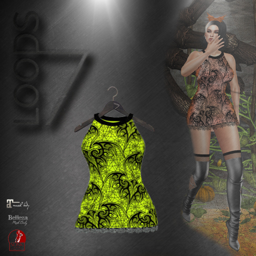 LOODS7 jack-o'-lantern bat dress green (add)