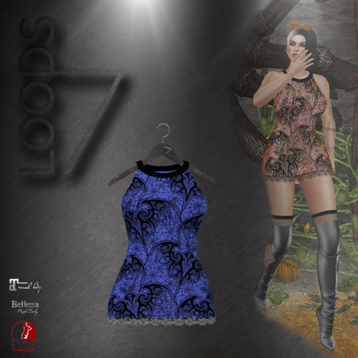 LOODS7 jack-o'-lantern bat dress blue (add)