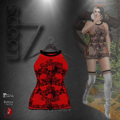 LOODS7 jack-o'-lantern  skull dress red (add)