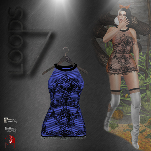 LOODS7 jack-o'-lantern  skull dress blue (add)
