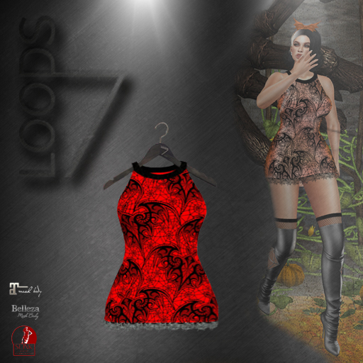 LOODS7 jack-o'-lantern bat dress red (add)