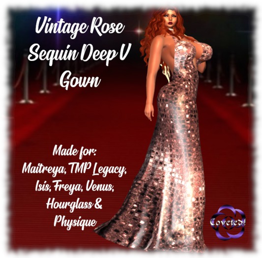 VINTAGE ROSE Deep V Gown by COVETED!