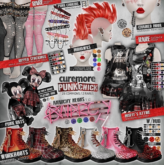 CUREMORE / Punk Chick /  Anarchy Neon /  PURPLE