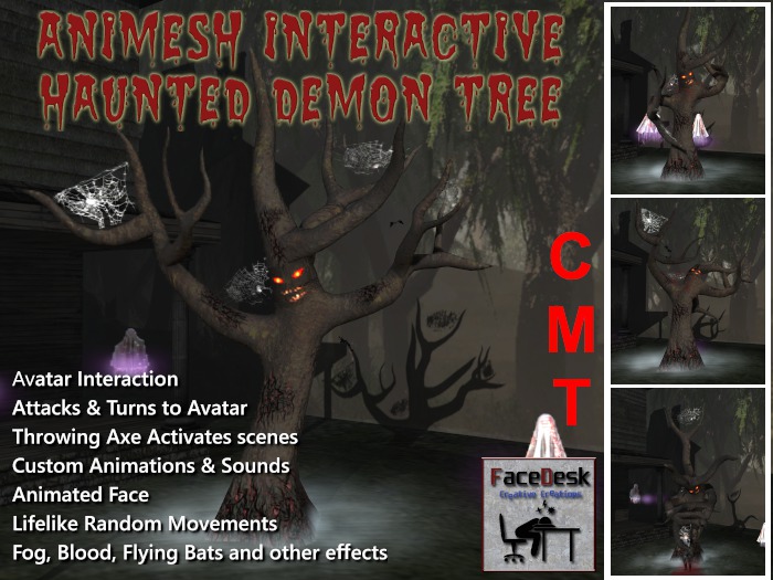FaceDesk -Halloween Interactive Haunted Demon Tree Animated Animesh!!! (no copy)