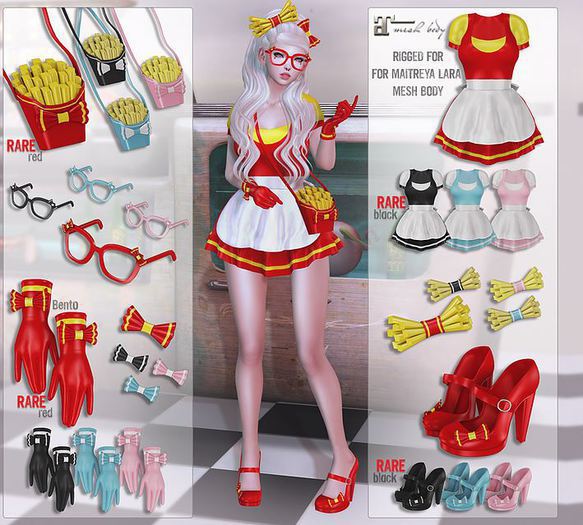 *katat0nik* (blue french fry bow) Fry Girl Gacha