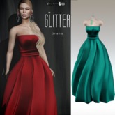Glitter GRETA Fitmesh gown Acqua