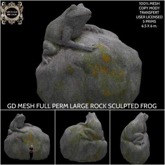GD MESH FULL PERM LARGE ROCK SCULPTED FROG
