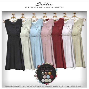 Second Life Marketplace - Dahlia - Ava - Dress On Hanger - Solids