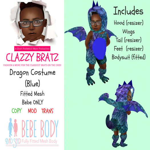 Dragon Outfit - Blue/Bebe