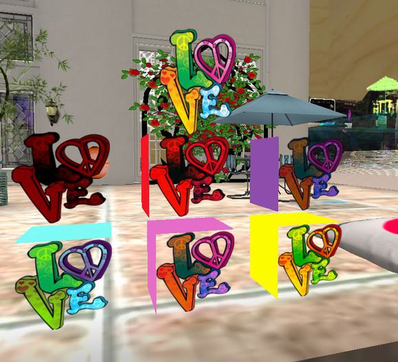 Izza Hippy Hippie Love Boxes Signs