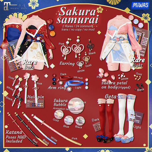 MIWAS / Sakura samurai Sakura petal on body #Gold 1