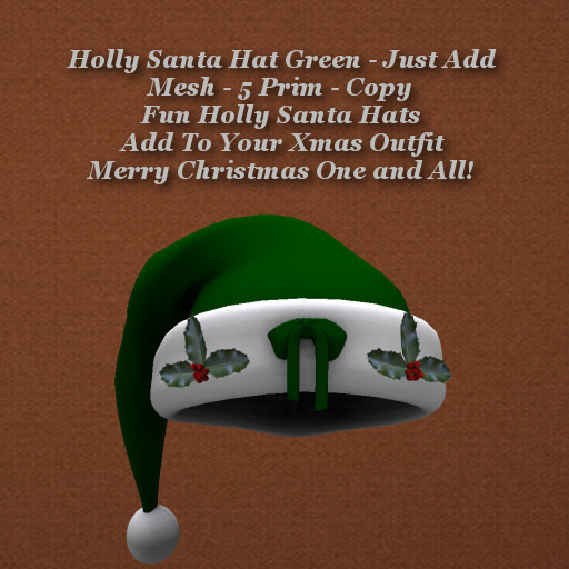 Holly Santa Hat Green - Add